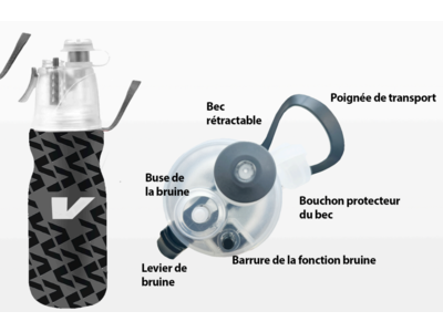VELEC Bouteille d'eau isotherme avec bruine 590ml